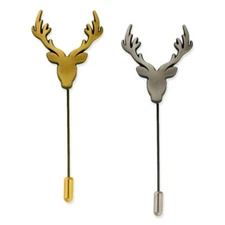 PinMart's Deer Antler Lapel Stick Pin - Antique Gold or Silver