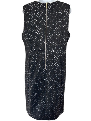 CARMEN Marc Valvo Scuba Sheath Dress SIZE 14 Black Gold Texture Square Cocktail - Picture 3 of 11