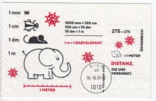 Briefmarke - WC Papier - Post - BLZ Corona gestempelt + 2,75+2,75 &euro; Elefant