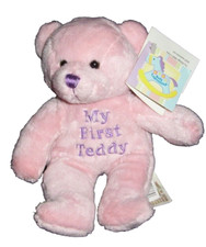 Dandee Pink My First Teddy Bear Plush Beanbag Stuffed Animal Soft Expressions