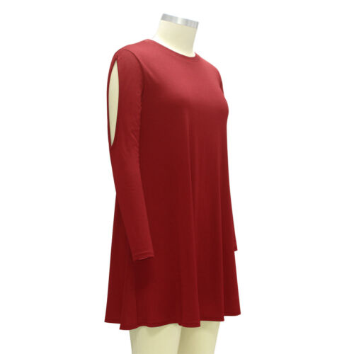 Women Long Sleeve Shirt Short Dress Casual Flared Swing Skater Mini Dress Spring - Picture 8 of 30