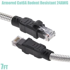 7FT Cat6A RJ45 Network LAN Armored Slim Patch Cable Rodent Resistant 24AWG Gold