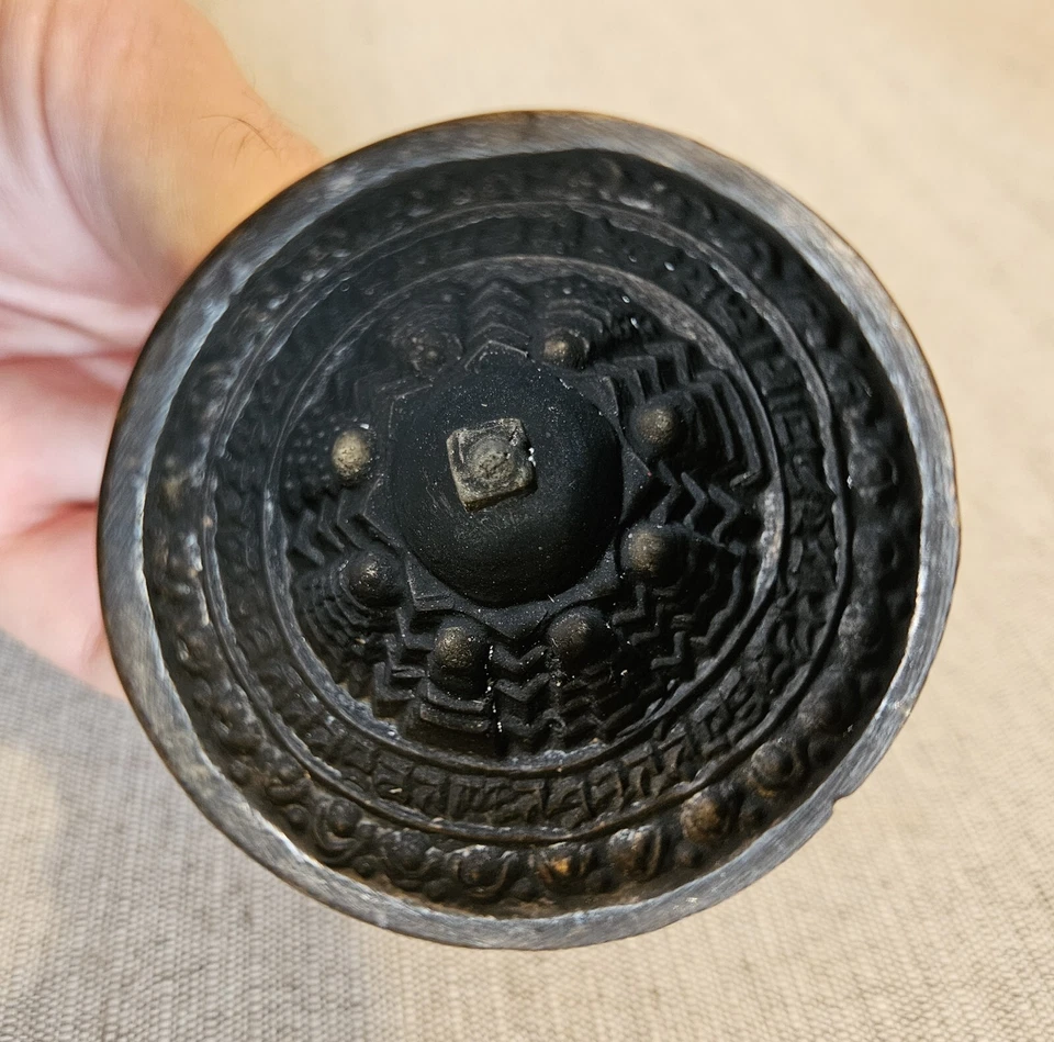 ANCIEN Moule à tsa-tsa STUPA Bouddhisme Tibet Chine BRONZE amulette religion - Photo 2/4