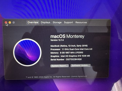  Carte mère MacBook 12" 2016 Core M3 1,1 GHz 8 Go 250 Go - Photo 2/14