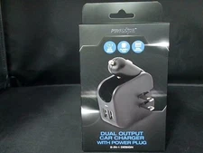 POWERXCEL Dual Output 2-in-1 Car Charger With Power Plug Black 20W