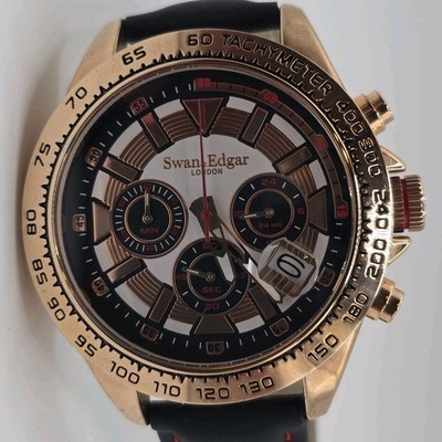 Swan & Edgar Men's Quartz Chronograph Watch 45mm Rose Gold
