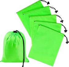 6 Set Drawstring Bag With Toggle Nylon Cinch  Ditty Pouch Six-Pack Green 7x9 In