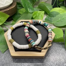 2 PC Set Heishi 7 Plus Stretch Bracelet Polymer Clay Beads B8195