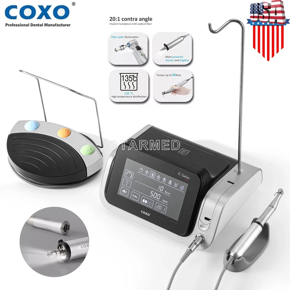 COXO Dental LED Implant Surgical Motor Touch System &20:1 Contra Angle Handpiece - Image 2 of 4
