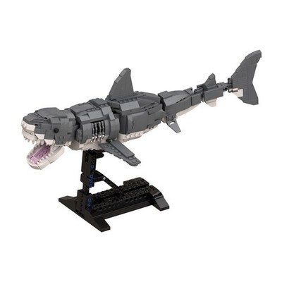 White Shark Model with Stand 1:11 Scale 728 Pieces Building Toys Set MOC Build