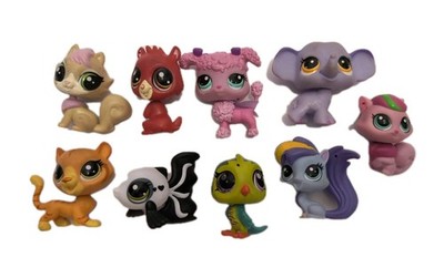Littlest Pet Shop Lot Of 9 Figurines Various Years Elephant Emo Fish Pink Cat ++
