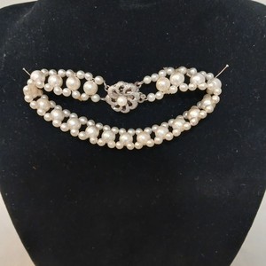 Woven Pearl Bracelet with Silver Clasp