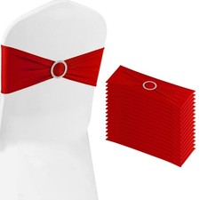 100 PCS Red Spandex Stretch Chair Sashes With Buckles For Wedding Reception