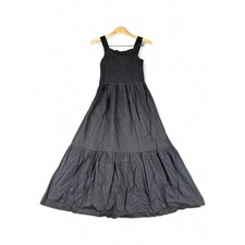 Everlane Smocked Tiered Maxi Dress XXS Black Cotton Sleeveless Breezy Dress