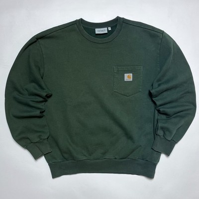 Carhartt Pocket Loose Sweat Pullover grün L Vintage Style Crewneck Sweatshirt