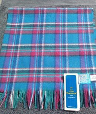 Genuine Vintage Pendleton Scarf NWT Pure Virgin Wool Woolen Mills Blue Tartan