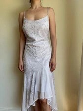 Lilac Lace Overlay Open Tie Back Fairy Midi Dress