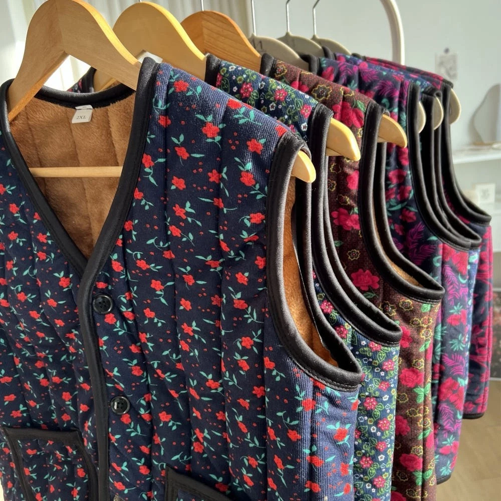 Karina, Jennie Korean Kimjang Kimchi Vest Floral Quilted Vest Spring Layering