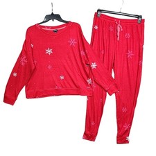 GapBody Pajamas Set Long Sleeve Jogger Style Bottoms Modern Red Snowflake Large