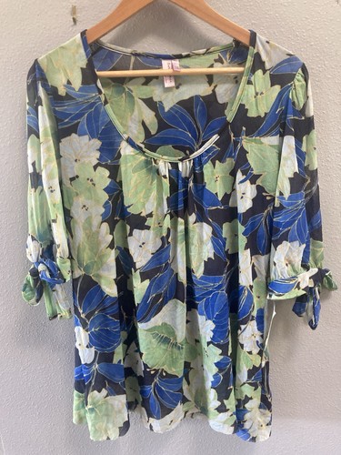 Y2K Sweet Pea by Stacy Frati Mesh Top Sz 1X Blue Green Semi Sheer TAGS - Bild 4 von 12