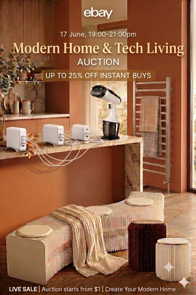 Modern Home & Tech Living ：Up to 25% Off Home Decor & Live Auctions
