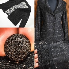 ST JOHN COUTURE BLACK PAILETTES SHIMMER Bead accent JACKET SZ 10