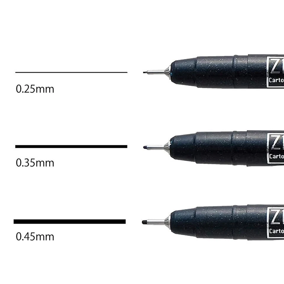 Kuretake ZIG CARTOONIST MANGAKA Black 3 set 0.25mm, 0.45mm, 0.65mm, for art, ... Foto 2 de 4