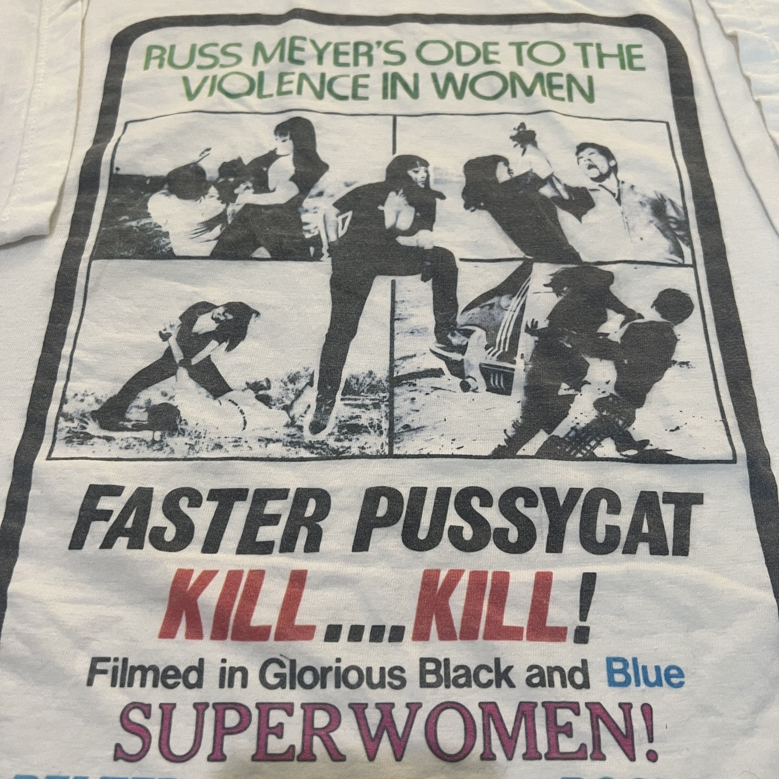 90s Faster Pussycat Kill Kill Movie Vtg White Short Sleeve T shirt NH28533