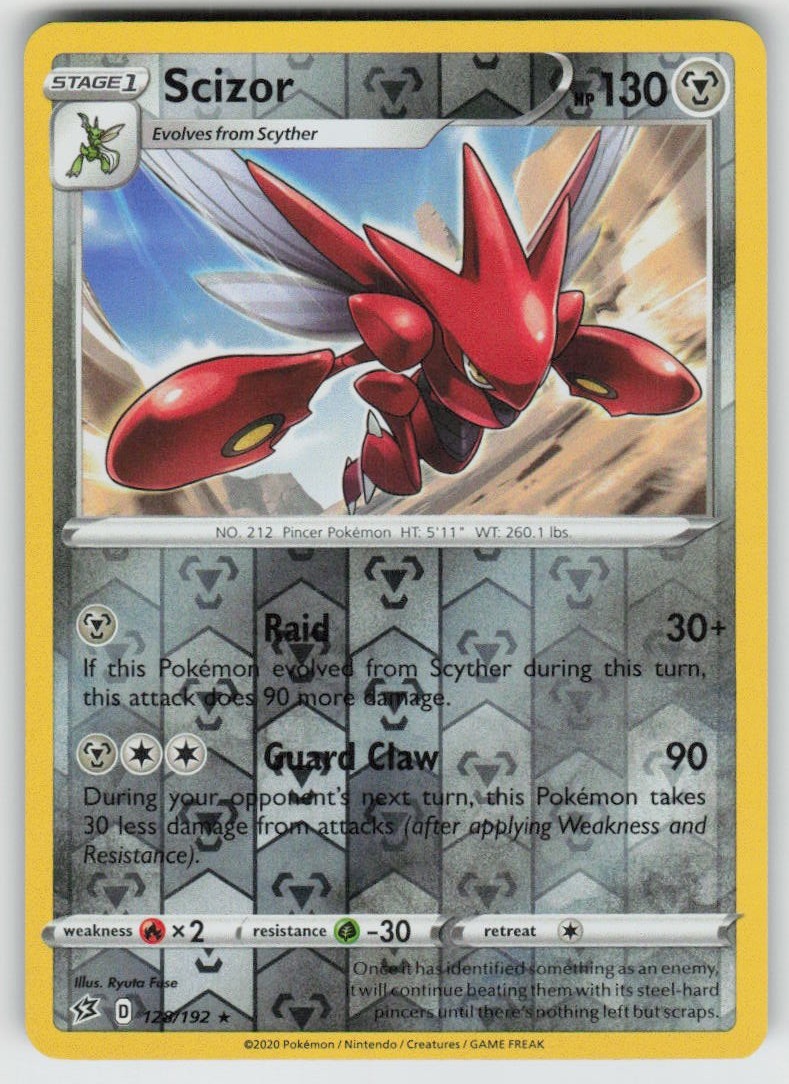 PO-04 Reverse Holo Scizor 128/192 Rare SWSH02: Rebel Clash NM