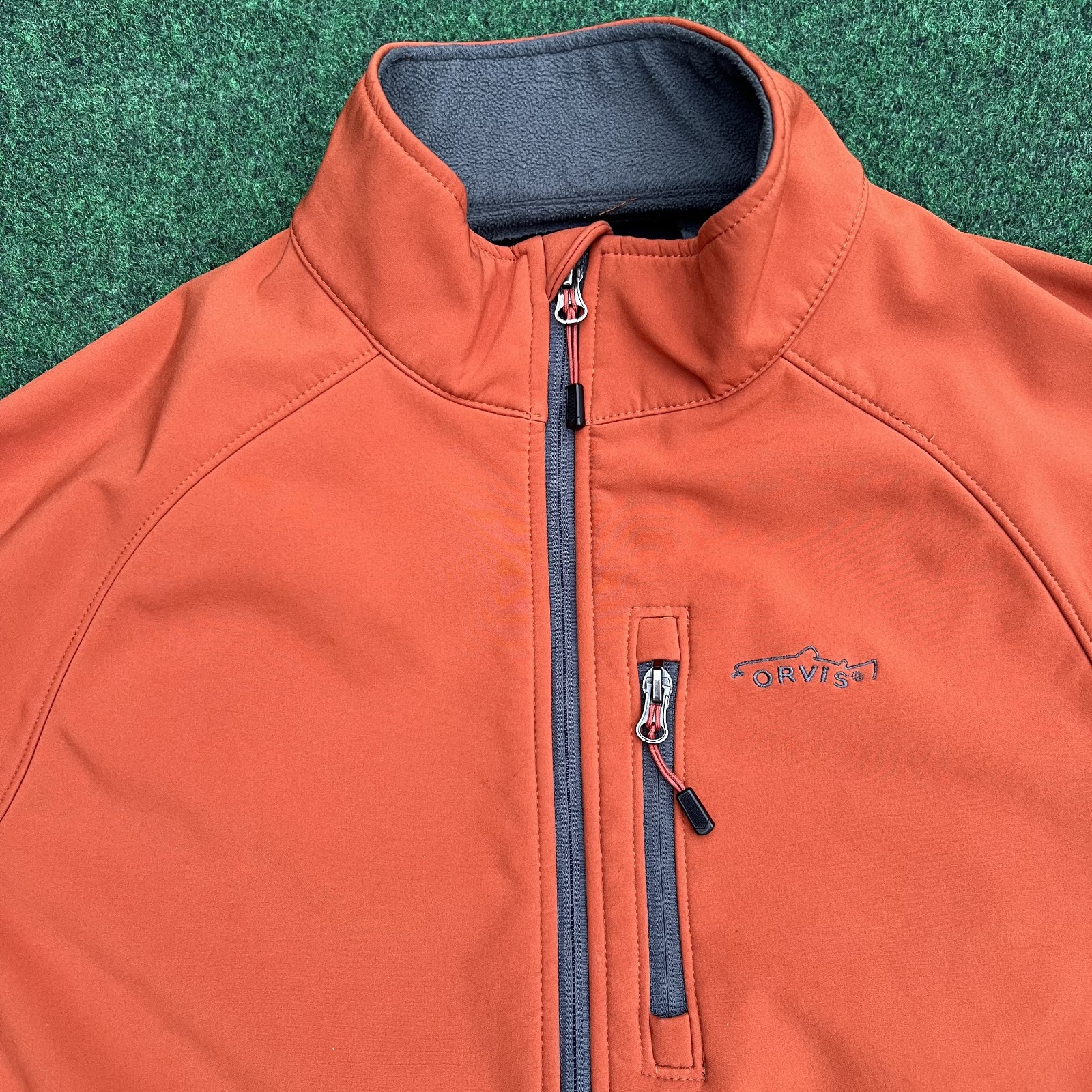 Orvis Orange Softshell Full Zip Jacket Size Medium - image 7