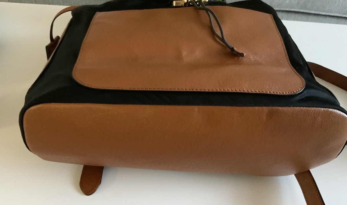 Tory Burch Brownblack Leathernylon Backback Tory Burch Saffiano Leather Backpack - Brown Backpacks  main image 4