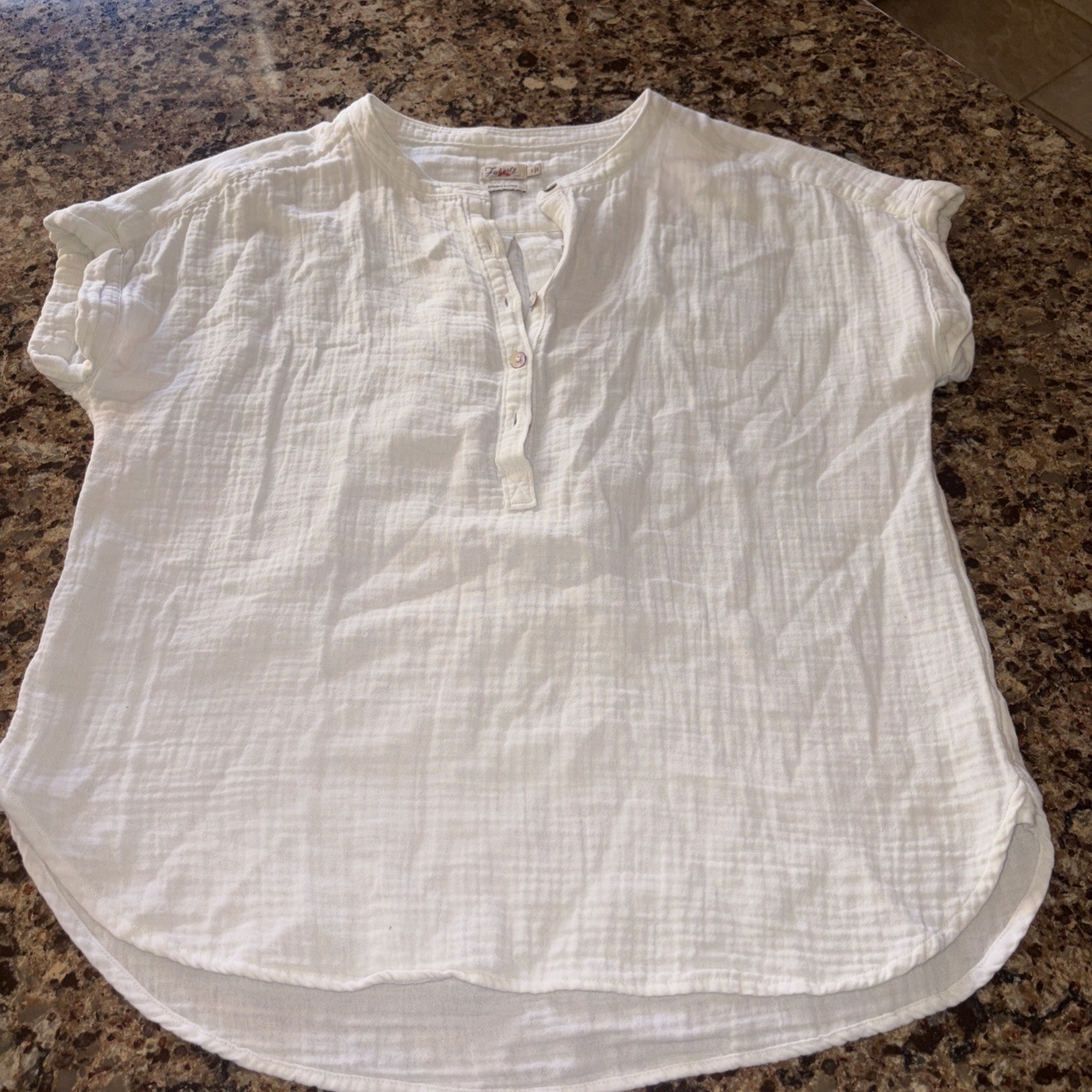 Faherty Women's Dream Cotton Gauze Desmond Top Small White