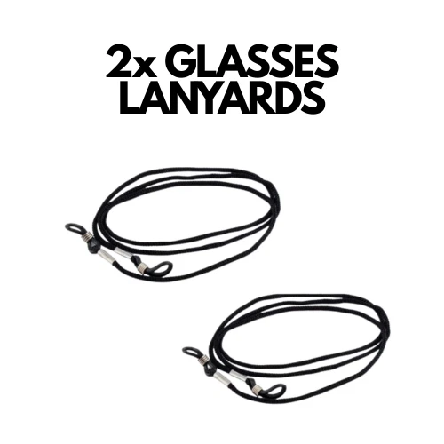 B R TRIMMINGS 2 X GLASSES BLACK LANYARDS NECK CORD SPECTACLES SUNGLASSES STRAPS SILICON GRIPS