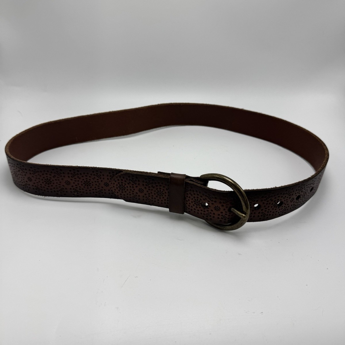 AEO American Eagle Leather Belt Brown Floral Cutout Size  display picture 3