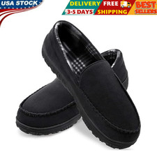 Mens Slippers Microsuede Moccasin Memory Foam House Shoes