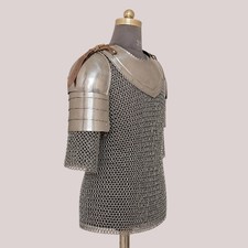 Butted Chainmail Shirt 10MM 16 Gauge with Handmade Spaulders   Medieval Armor