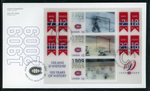 CANADA 2009 FIRST DAY COVER, MONTREAL CANADIENS 100th ANNIVERSARY S/S !! L173