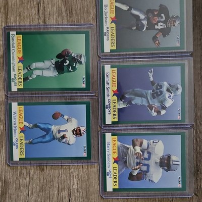 Fleer League Leaders NFL Randall Cunningham Bo Jackson Smith Moon Sanders Lot