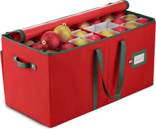 Large Christmas Ornament Storage Box - Stores 128 3" Ornaments, with Dividers -