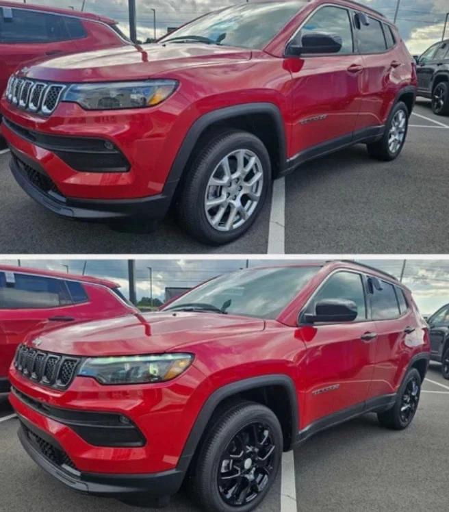 Jeep Compass Latitude Lux 2022-2025 18" negro brillante cubiertas de rueda # 8222-GB SET/4 Foto 2 de 2