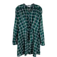 NWT Blu Pepper green white plaid preppy tie grunge cottagecore shirt dress large
