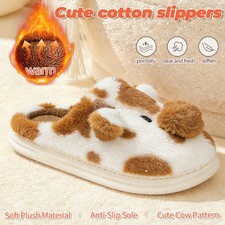 Fashionable Cow Warm Slippers Indoor Thick Soled Home Cotton Shoes Anti Slip