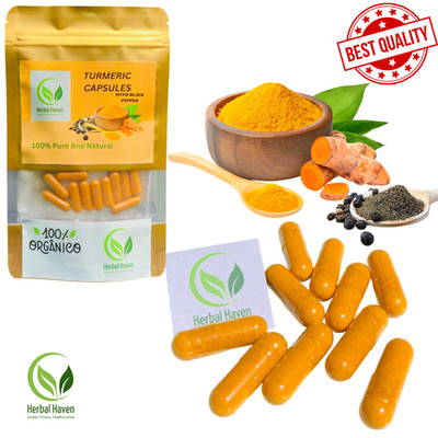 Organic Turmeric Capsules (600mg) With Black Pepper Pure Natural Immune Support