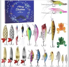 Fishing Lure Advent Calendar 24 Pack Multicolor Spoon Minnow Crank Soft Gift