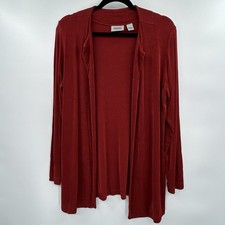 Chicos Travelers Womens Slinky Open Front Cardigan Size 1/Med Rust Stretch