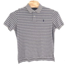 Polo Ralph Lauren Mens Large Gray Polo Striped Pima Cotton Soft Touch