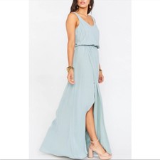 NWT Show Me Your MuMu Kendall Maxi Dress in Silver Sage Crisp Size L