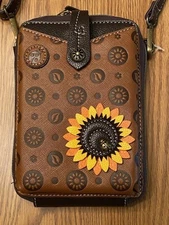 $42 (WAS $53)   CHALA SUNFLOWER SNAP CELL PHONE CROSSBODY BAG - BROWN