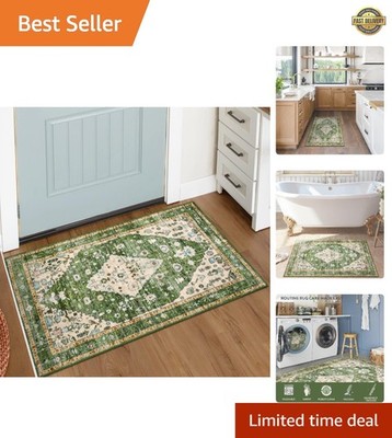 Felice Boho Tribal Area Rug, 2x3 Small Green Rug for Entryway, Soft Non Slip ...