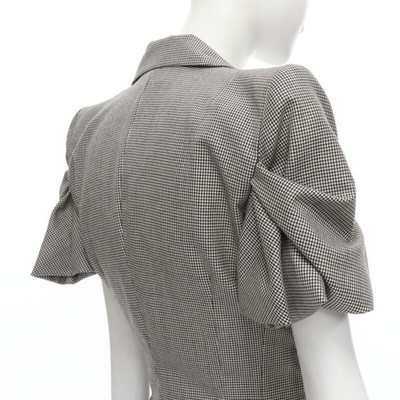 JOHN GALLIANO 1995 Vintage grey houndstooth padded hip jacket